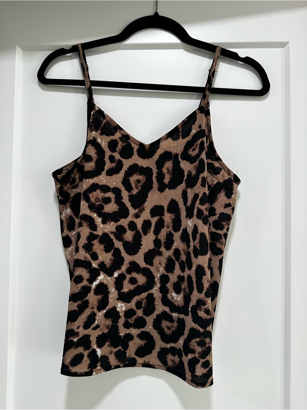 HAYDEN Los Angeles Leopard Print Spaghetti Strap Tank Top - Brown/Black - small